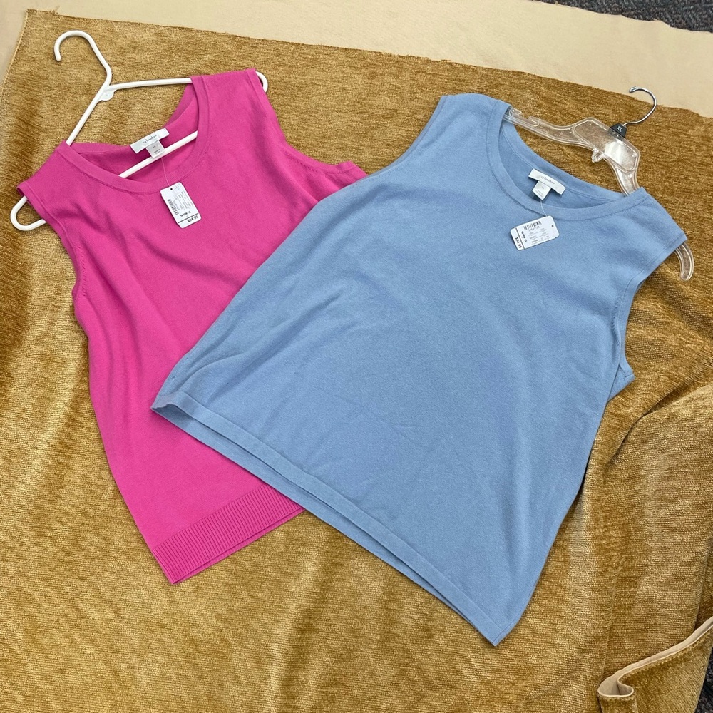 Cj banks 2 top bundle, plus size (1X) scoop neck, sleeveless, knit, top